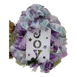 Festive Purple and Green Holiday Wreath